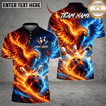 Maxcorners Bowling Dragon & Fiery Energy Graphic Multicolor Customized Name, Team Name 3D Shirts