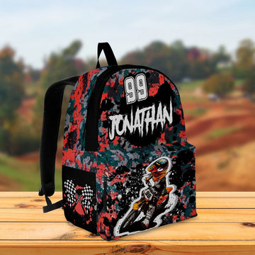 Maxcorners Motocross Personalized Name And Number Backpack