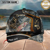 Maxcorners Fishing Skull Fisherman Honeycomb Gold Accent Personalized 3D Cap