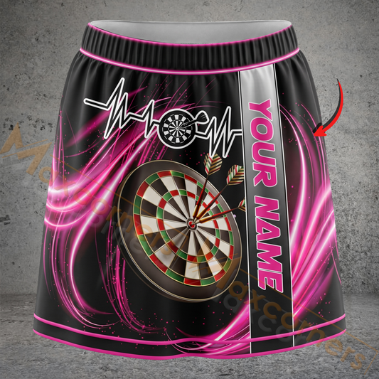 Maxcorners Darts Neon Heartbeat Dartboard Personalized 3D Skirts With Shorts