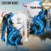 Maxcorners Fishing Blue Flame Smoke Design Sun Protection Personalized Name, Team Name Long Sleeve Shirt