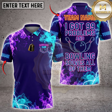 Maxcorners Bowling Purple Neon Bowling Excuses Personalized Name 3D Unisex Shirt