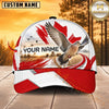 Maxcorners Hunting Wildlife Canadian Maple Leaf Red White Forest Personalized Name 3D Cap
