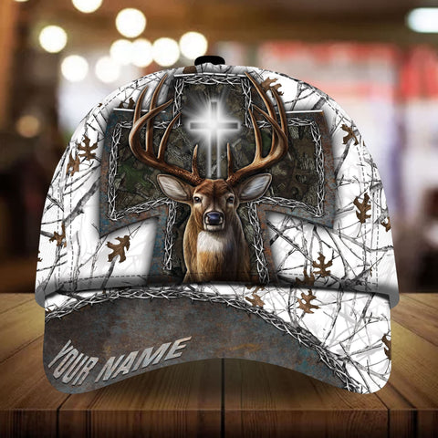 Maxcorners Cross Deer Hunting Personalized Hats 3D Multicolored