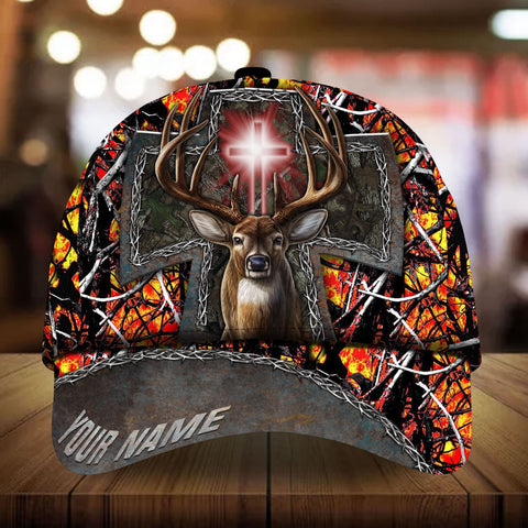 Maxcorners Cross Deer Hunting Personalized Hats 3D Multicolored