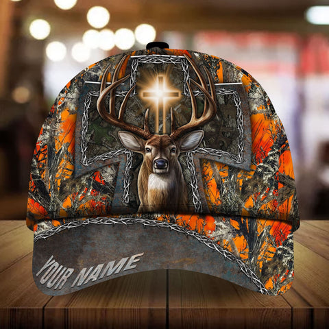 Maxcorners Cross Deer Hunting Personalized Hats 3D Multicolored