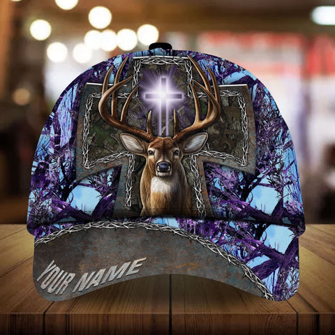 Maxcorners Cross Deer Hunting Personalized Hats 3D Multicolored