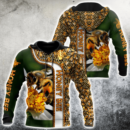 Maxcorners Honey Bee Pattern All Over Printed Unisex Shirt LM1304