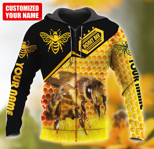 Maxcorners Personalized Name Honey Bee 3 All Over Printed Unisex Shirt LM1304