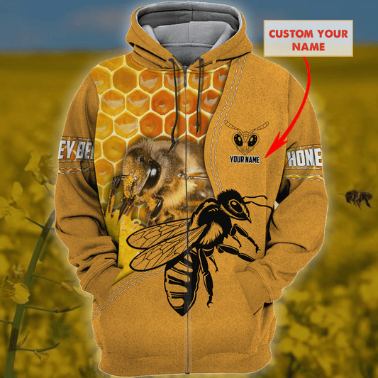 Maxcorners Personalized Name Honey Bee All Over Printed Unisex Shirt LM1304