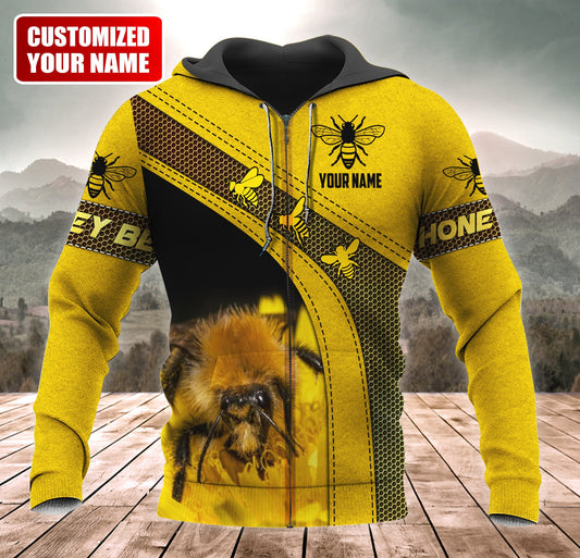 Maxcorners Personalized Name Honey Bee 4 All Over Printed Unisex Shirt LM1304