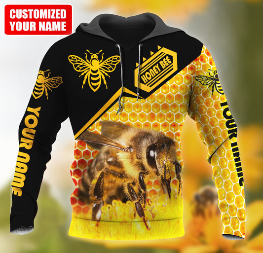 Maxcorners Personalized Name Honey Bee 3 All Over Printed Unisex Shirt LM1304