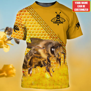 Maxcorners Personalized Name Honey Bee All Over Printed Unisex Shirt LM1304