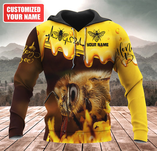 Maxcorners Personalized Name Honey Bee All Over Printed Unisex Shirt LM1304