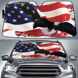 Maxcorners Bald Eagle Flying Front American Flag Printed Car Sun Shade Cover Auto Windshield