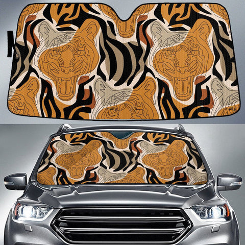 Maxcorners Mighty Tiger Face Brown Tone Zebra Skin Texture Car Sun Shades Cover Auto Windshield