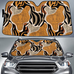 Maxcorners Mighty Tiger Face Brown Tone Zebra Skin Texture Car Sun Shades Cover Auto Windshield