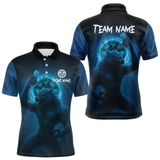 Maxcorners Men's Custom Dart Shirt With Blue Wolf, Red Eyes And Lightning Dartboard LM1605