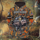 Personalized Special Deer Hunter Orange 3D Full Print Hoodie Skull Pattern Best Gift For Hunter