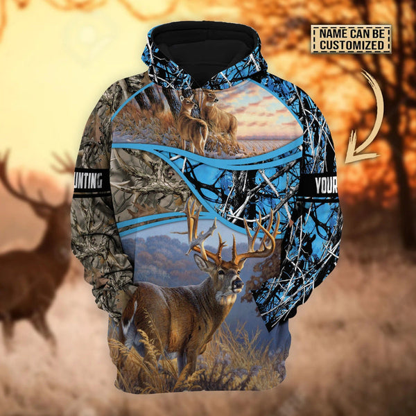 Custom Name For Hunting Lover Deer Hunting Style 2 Hoodie pullover 3D Print Gift For Hunter Dad