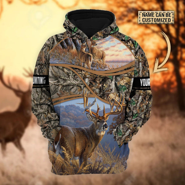 Custom Name For Hunting Lover Deer Hunting Style 3 Hoodie pullover 3D Print Gift For Hunter Dad