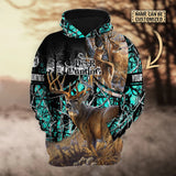 Personalized Deer Hunting Light Blue Premium 3D Hoodie Pullover For Hunting Lover Hunter