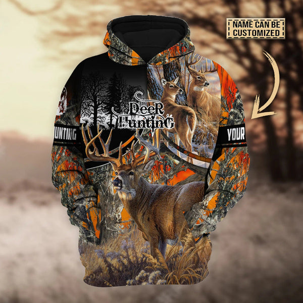 Personalized Deer Hunting Orange Premium 3D Hoodie Pullover For Hunting Lover Hunter