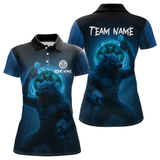 Maxcorners Men's Custom Dart Shirt With Blue Wolf, Red Eyes And Lightning Dartboard LM1605