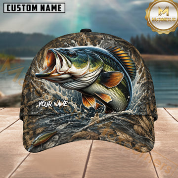 Maxcorners Fishing Largemouth Bass Camo Splash Personalized 3D Cap