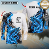 Maxcorners Fishing Blue Flame Smoke Design Sun Protection Personalized Name, Team Name Long Sleeve Shirt