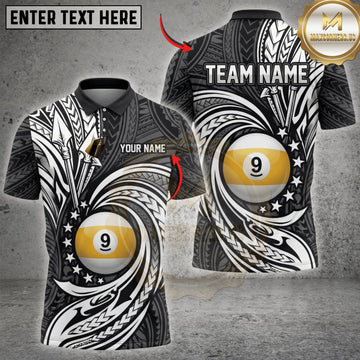 Maxcorners Billiards Silver White Tribal Nine Ball Personalized Name 3D Unisex Shirt