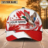 Maxcorners Hunting Wildlife Canadian Maple Leaf Red White Forest Personalized Name 3D Cap