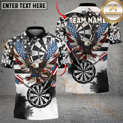Maxcorners Darts Grunge Eagle American Flag Black And White Personalized Name 3D Unisex Shirt