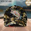 Maxcorners Fishing Woodland Camouflage Splash Personalized Name 3D Cap (12 Fish Species)