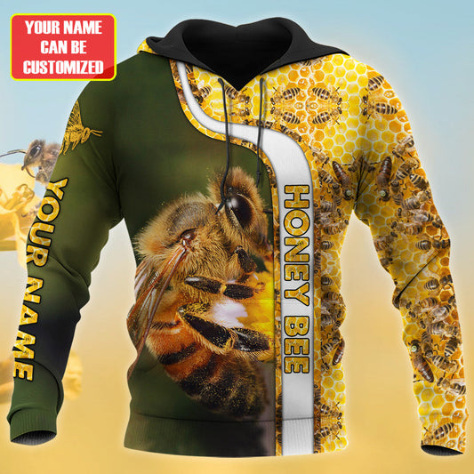 Maxcorners Personalized Name Honey Bee 16 All Over Printed Unisex Shirt LM1304