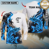 Maxcorners Fishing Blue Flame Smoke Design Sun Protection Personalized Name, Team Name Long Sleeve Shirt
