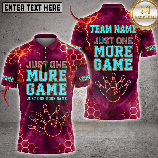 Maxcorners Bowling Just One More Game Electric Blue Purple Bowling Ball Multicolor Customized Name, Team Name 3D Shirts ( 4 Colors )