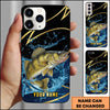 Maxcorners Fishing Phone Case Dynamic Water Splash Black Gold Line Personalized Name Phone Case (8 Fish Species)