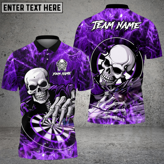 Maxcorners Darts DJ Skull On The Floor Mutilcolor Options Personalized Name, Team Name 3D Polo Shirt