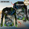 Maxcorners Fishing Green Flame Camo Design Sun Protection Personalized Name, Team Name Long Sleeve Shirt