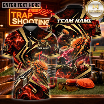 Maxcorners Trap Shooting Shotgun & Target Burst Motion Graphic Multicolor Customized Name, Team Name 3D Shirts