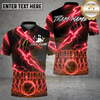 Maxcorners Bowling Shirt Cyan Electric Lightning Strike Effect Multioptions Personalized Name, Team Name 3D Shirt (4 Colors)