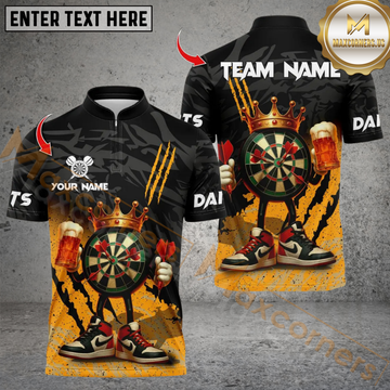 Maxcorners Darts King Crown Beer Personalized Name, Team Name Unisex 3D Shirts