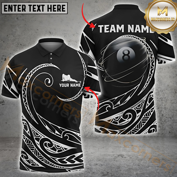 Maxcorners Maxcorners Billiard Tribal Spin 8-Ball Personalized Name 3D Unisex Shirt