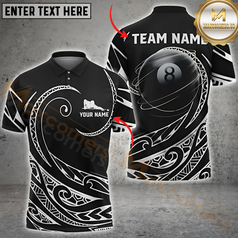 Maxcorners Maxcorners Billiard Tribal Spin 8-Ball Personalized Name 3D Unisex Shirt