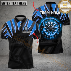 Maxcorners Darts Fire Dartborad Lightning Pattern Multicolor Option Customized Name, Team Name 3D Polo Shirt