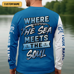 Maxcorners Skeleton Fishing Shirts, Where The Sea Meets The Soul, SPF Long Sleeve Shirts, Fishing Shirts For Men