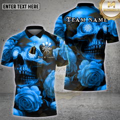 Maxcorners Darts Red Skull Roses Multioptions Personalized Name, Team Name Unisex 3D Shirt (4 Colors)