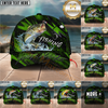 Maxcorners Fishing Neon Green Splash Personalized Name 3D Cap (12 Fish Species)