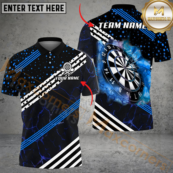 Maxcorners Darts Line And Dots Multicolor Option Customized Name, Team Name 3D Polo Shirt